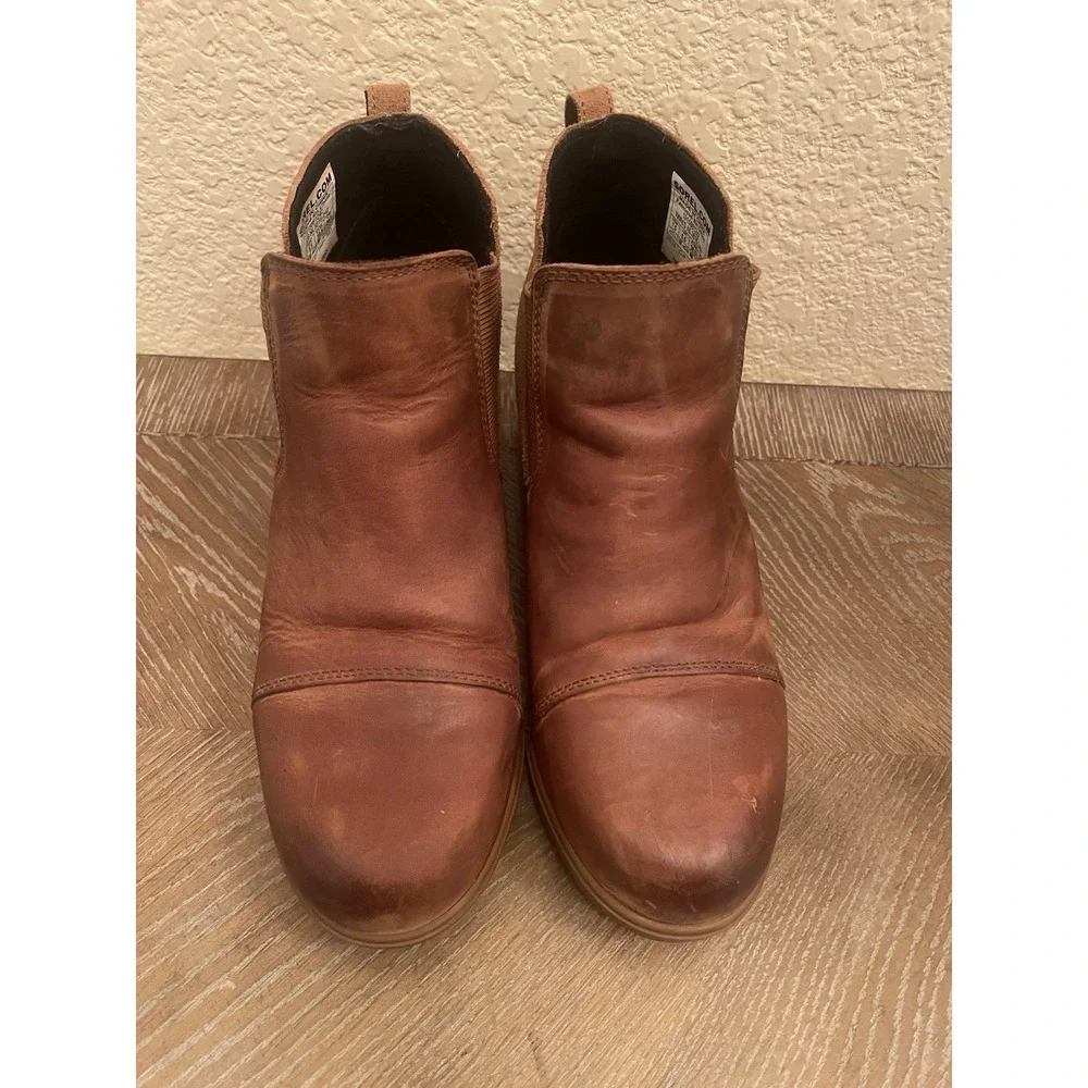 Sorel Evie II Chelsea Womens Boots‎ Size 7.5 Brown Leather